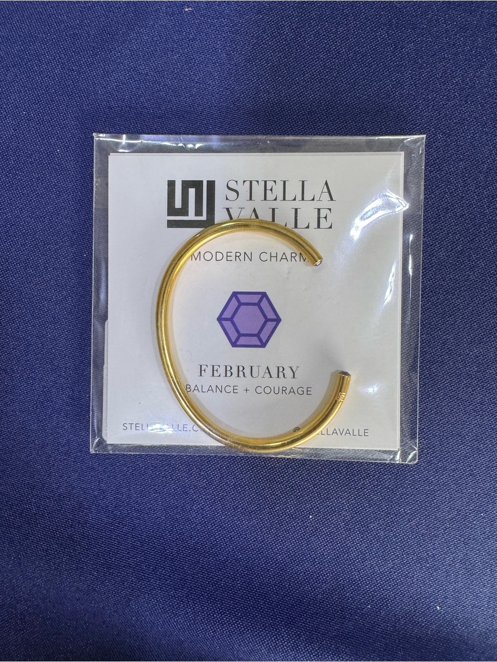 Stella Valle February Gold Charm Cuff Bracelet